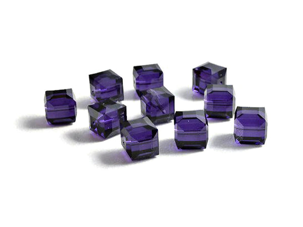 Wholesale Genuine Swarovski 5601 4mm Purple Velvet Cube Beads, Choose Package Size - BeadPrism