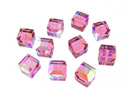 Wholesale Genuine Swarovski 5601 4mm Rose AB Cube Beads, Choose Package Size - BeadPrism
