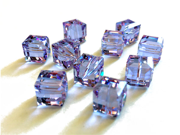 Wholesale Genuine Swarovski 5601 4mm Light Sapphire Cube Beads, Choose Package Size - BeadPrism
