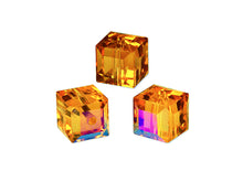 Load image into Gallery viewer, Wholesale Genuine Swarovski 5601 6mm Topaz AB Cube Beads, Choose Package Size - BeadPrism