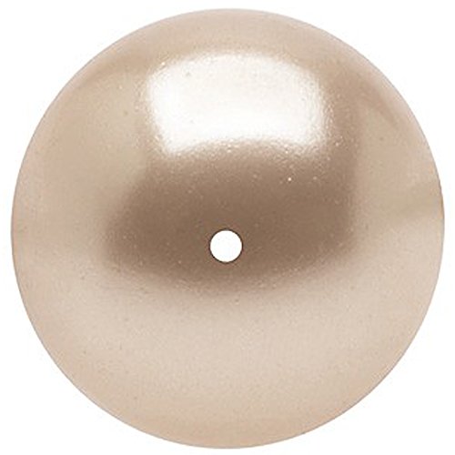 Powder Almond - 8mm Half-Drilled Round Swarovski Crystal Pearls Pack of 25 - BeadPrism