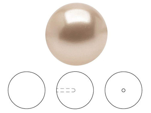 Powder Almond - 8mm Half-Drilled Round Swarovski Crystal Pearls Pack of 25 - BeadPrism