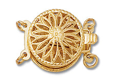 Load image into Gallery viewer, 14K Gold - Round Filigree Clasp 2-Strand