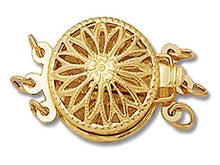 Load image into Gallery viewer, 14K Gold - Round Filigree Clasp 3-Strand