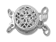 Load image into Gallery viewer, 14K White Gold - Small Round Filigree Clasp 2-Strand