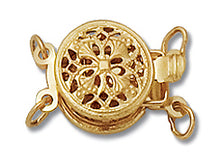 Load image into Gallery viewer, 14K Gold - Small Round Filigree Clasp 2-Strand