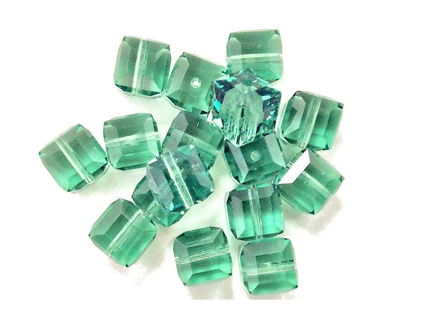 Wholesale Genuine Swarovski 5601 8mm Erinite Cube Beads, Choose Package Size - BeadPrism