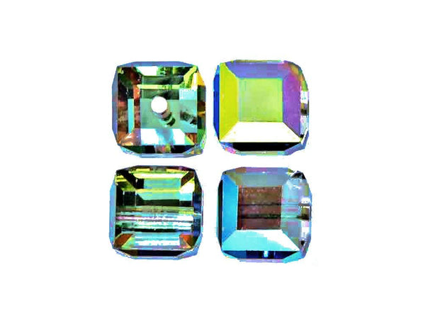 Wholesale Genuine Swarovski 5601 6mm Crystal Vitrail Medium AB Cube Beads, Choose Package Size - BeadPrism