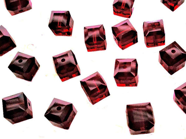 Wholesale Genuine Swarovski 5601 8mm Garnet Cube Beads, Choose Package Size - BeadPrism