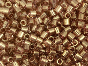 Pack of 50 gram Transparent Luster Metaliic  Gold Rose  Delicas 8/0 Seed Beads Wholesale - BeadPrism