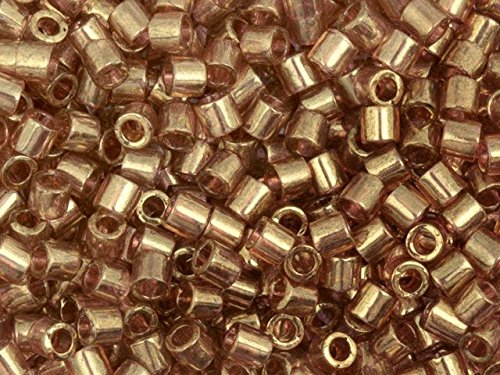 Pack of 50 gram Transparent Luster Metaliic  Gold Rose  Delicas 8/0 Seed Beads Wholesale - BeadPrism