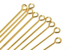 14K Gold Filled Eyepins, 1.5 Inch, 22 Gauge, Choose Package Size - BeadPrism