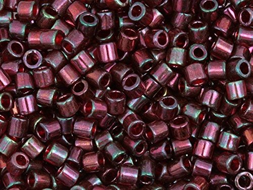 Pack of 50 gram Gold Transparent Dark Red  Delicas 8/0 Seed Beads Wholesale - BeadPrism