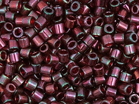 Pack of 50 gram Gold Transparent Dark Red  Delicas 8/0 Seed Beads Wholesale - BeadPrism