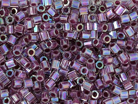 Pack of 50 gram 8/0 LINED Magenta AB  HEX CUT Miyuki Delicas Seed Beads Wholesale - BeadPrism