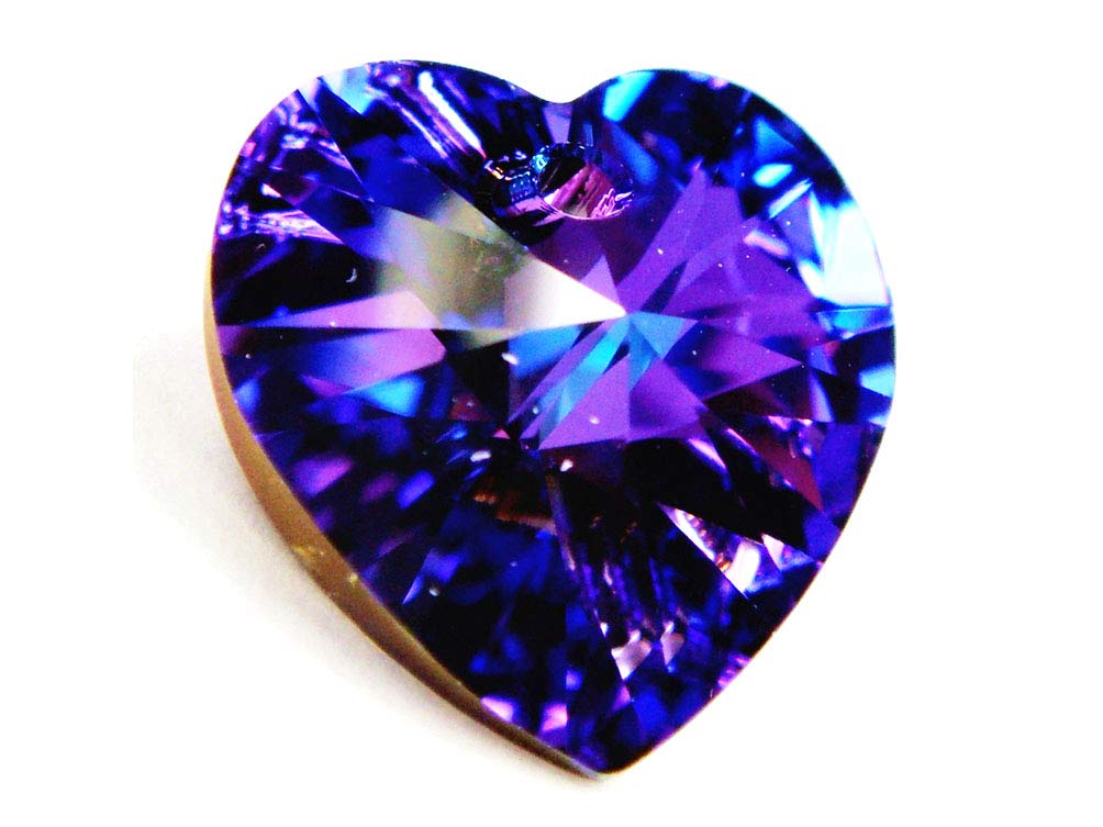Swarovski Crystal, #6228 Heart Shape Pendant 10mm, Crystal Heliotrope, Wholesale Packs