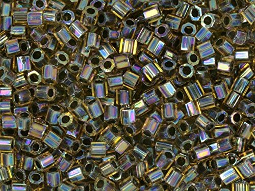 Pack of 50 gram 8/0 LINED Dark Amber AB  HEX CUT Miyuki Delicas Seed Beads Wholesale - BeadPrism