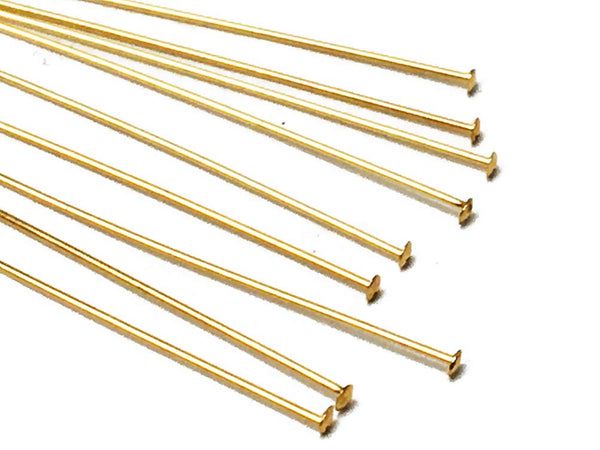 14K Gold Filled Headpin, 3 Inch, 26 Gauge, Choose Package Size - BeadPrism