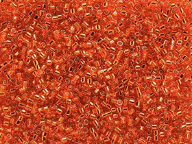Pack of 50 gram SILVER LINED RED-ORANGE  Miyuki Delicas 11/0 Seed Beads Wholesale - BeadPrism