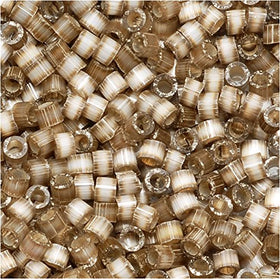 Pack of 50 gram SILVER LINED VARIEGATED TAUPE  Miyuki Delicas 11/0 Seed Beads Wholesale - BeadPrism