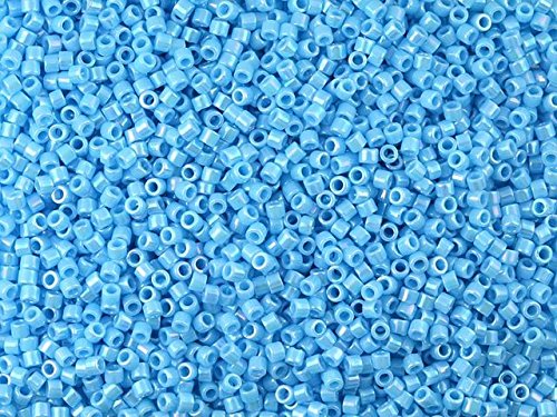 Pack of 50 gram Opaque Turquoise Blue AB ??  Delicas 8/0 Seed Beads Wholesale - BeadPrism