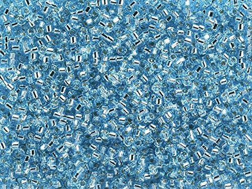 Pack of 50 gram Silver Lined Aqua - Miyuki 15/0 Delicas Seed Beads Wholesale - BeadPrism