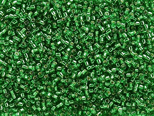 Pack of 50 gram SILVER LINED LT GREEN  Miyuki Delicas 11/0 Seed Beads Wholesale - BeadPrism
