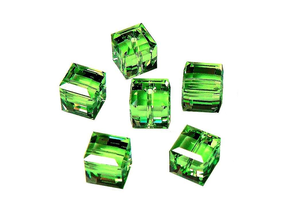 Wholesale Genuine Swarovski 5601 6mm Peridot Cube Beads, Choose Package Size - BeadPrism