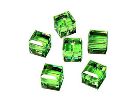 Wholesale Genuine Swarovski 5601 6mm Peridot Cube Beads, Choose Package Size - BeadPrism