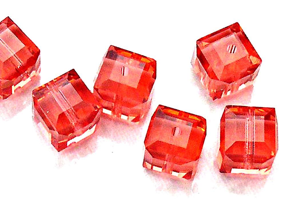 Wholesale Genuine Swarovski 5601 4mm Padparadscha Cube Beads, Choose Package Size - BeadPrism