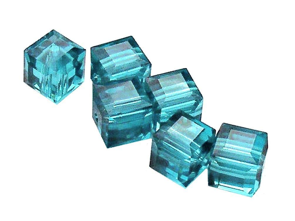 Wholesale Genuine Swarovski 5601 8mm Indicolite Cube Beads, Choose Package Size - BeadPrism
