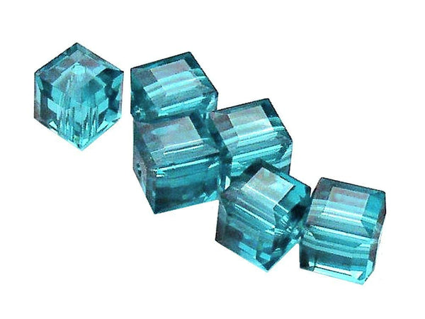 Wholesale Genuine Swarovski 5601 8mm Indicolite Cube Beads, Choose Package Size - BeadPrism