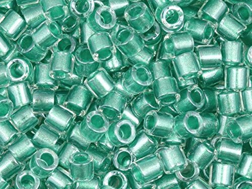 Pack of 50 gram Sparkling Turquoise Lined Crystal  Delicas 8/0 Seed Beads Wholesale - BeadPrism