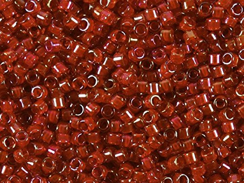 Pack of 50 gram CI RED/RED AB  Miyuki Delicas 11/0 Seed Beads Wholesale - BeadPrism
