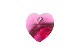 Swarovski Crystal, #6228 Heart Shape Pendant 18mm, Fuchsia, Wholesale Packs - BeadPrism