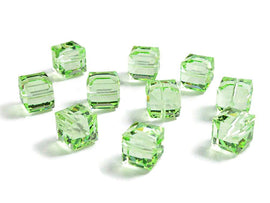 Wholesale Genuine Swarovski 5601 8mm Chrysolite Cube Beads, Choose Package Size - BeadPrism