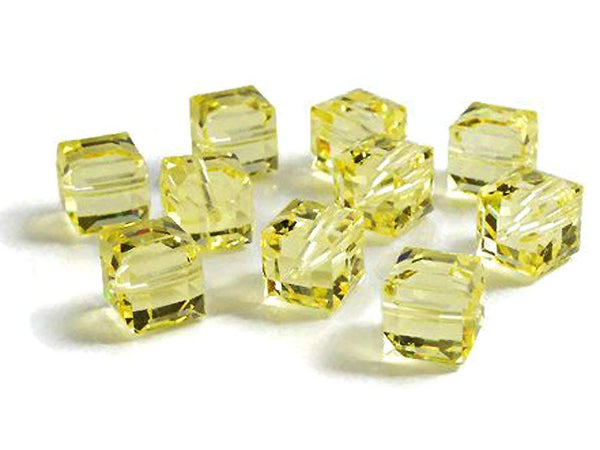 Wholesale Genuine Swarovski 5601 8mm Jonquil Cube Beads, Choose Package Size - BeadPrism