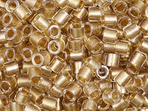 Pack of 50 gram Sparkling Gold Lined Crystal  Delicas 8/0 Seed Beads Wholesale - BeadPrism