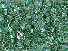 Load image into Gallery viewer, Pack of 50 gram 8/0 LINED Lime AB  HEX CUT Miyuki Delicas Seed Beads Wholesale - BeadPrism