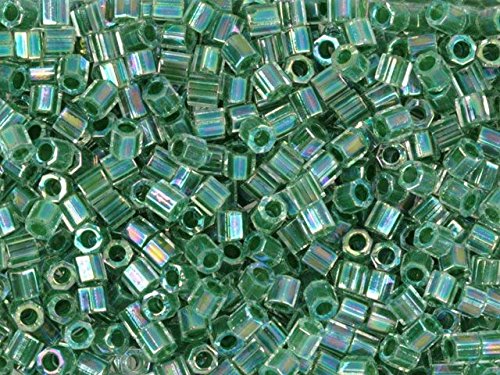 Pack of 50 gram 8/0 LINED Lime AB  HEX CUT Miyuki Delicas Seed Beads Wholesale - BeadPrism