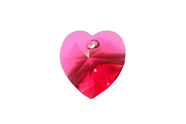 Swarovski Crystal, #6228 Heart Shape Pendant 10mm, Indian Pink, Wholesale Packs - BeadPrism