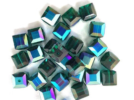 Wholesale Genuine Swarovski 5601 8mm Emerald AB Cube Beads, Choose Package Size - BeadPrism