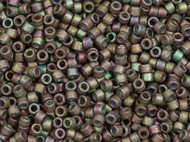 Pack of 50 gram MATTE METTALIC GR./PINK  Miyuki Delicas 11/0 Seed Beads Wholesale - BeadPrism