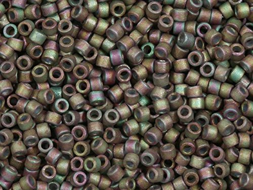 Pack of 50 gram MATTE METTALIC GR./PINK  Miyuki Delicas 11/0 Seed Beads Wholesale - BeadPrism