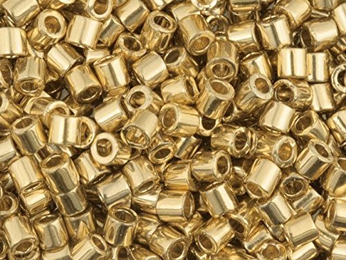 Pack of 25 gram Metallic 24 Karat Light Goldplated  Miyuki 15/0 Delicas Seed Beads Wholesale - BeadPrism