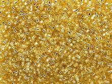 Load image into Gallery viewer, Pack of 50 gram SILVER LINED GOLD  Miyuki Delicas 11/0 Seed Beads Wholesale - BeadPrism