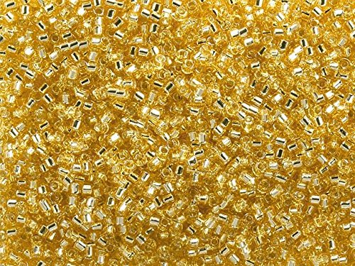 Pack of 50 gram SILVER LINED GOLD  Miyuki Delicas 11/0 Seed Beads Wholesale - BeadPrism