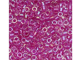 Pack of 50 gram LINED LT FUCHSIA AB - Miyuki Delicas 11/0 Seed Beads Wholesale - BeadPrism
