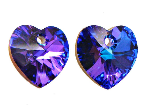 Swarovski Crystal, #6228 Heart Shape Pendant 10mm, Crystal Heliotrope, Wholesale Packs - BeadPrism