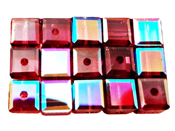 Wholesale Genuine Swarovski 5601 8mm Fuchsia AB Cube Beads, Choose Package Size - BeadPrism